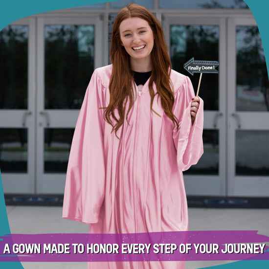 Shiny Pink Graduation Gown by Wholesale Grad Supply