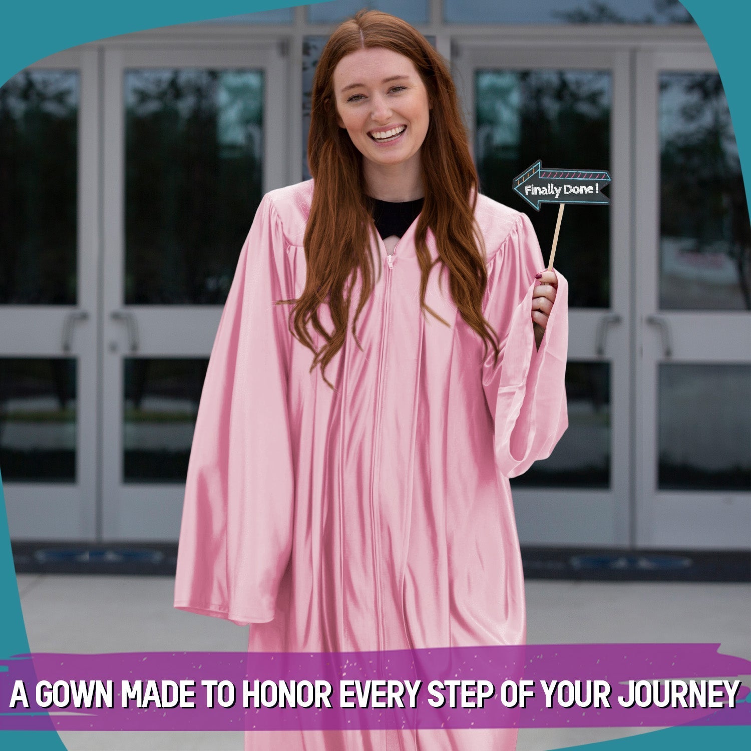 Shiny Pink Graduation Gown by Wholesale Grad Supply