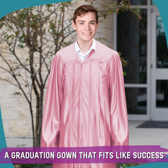 Shiny Pink Graduation Gown by Wholesale Grad Supply