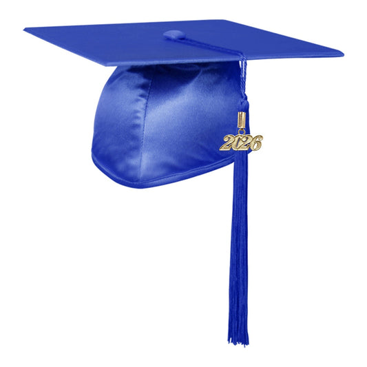 Shiny Royal Blue Graduation Cap & Tassel by Wholesale Grad Supply
