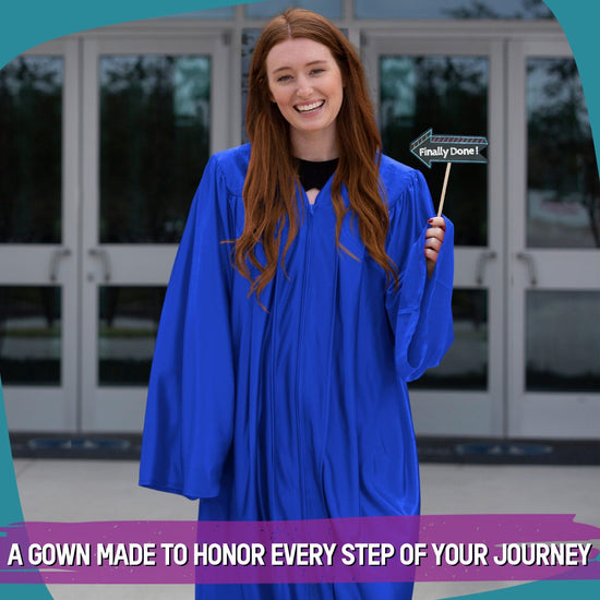 Shiny Royal Blue Graduation Gown by Wholesale Grad Supply