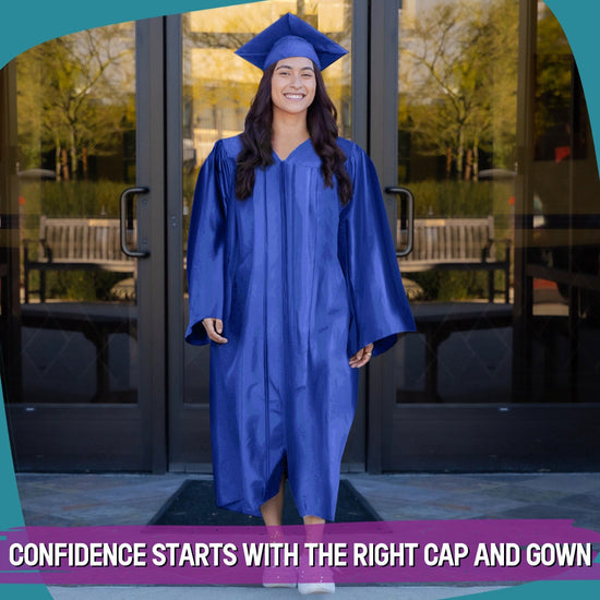 Shiny Royal Blue Graduation Gown & Cap by Wholesale Grad Supply