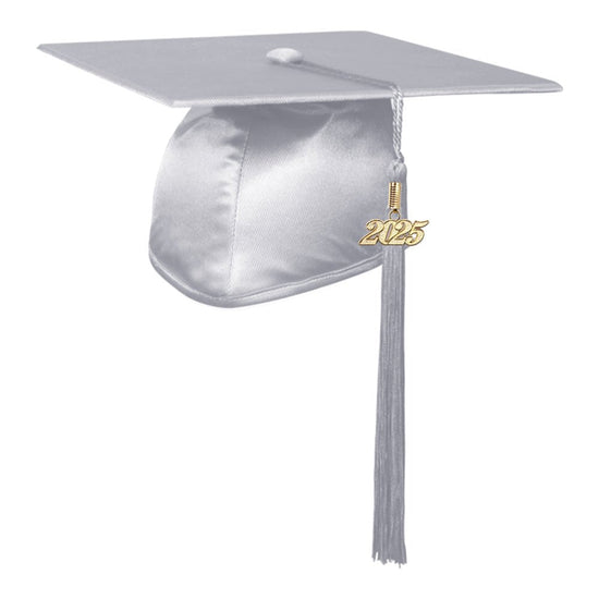 Shiny Silver Graduation Cap & Tassel by Wholesale Grad Supply
