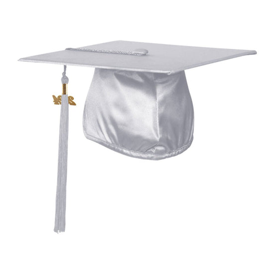 Shiny Silver Graduation Cap & Tassel by Wholesale Grad Supply