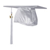 Shiny Silver Graduation Cap & Tassel by Wholesale Grad Supply