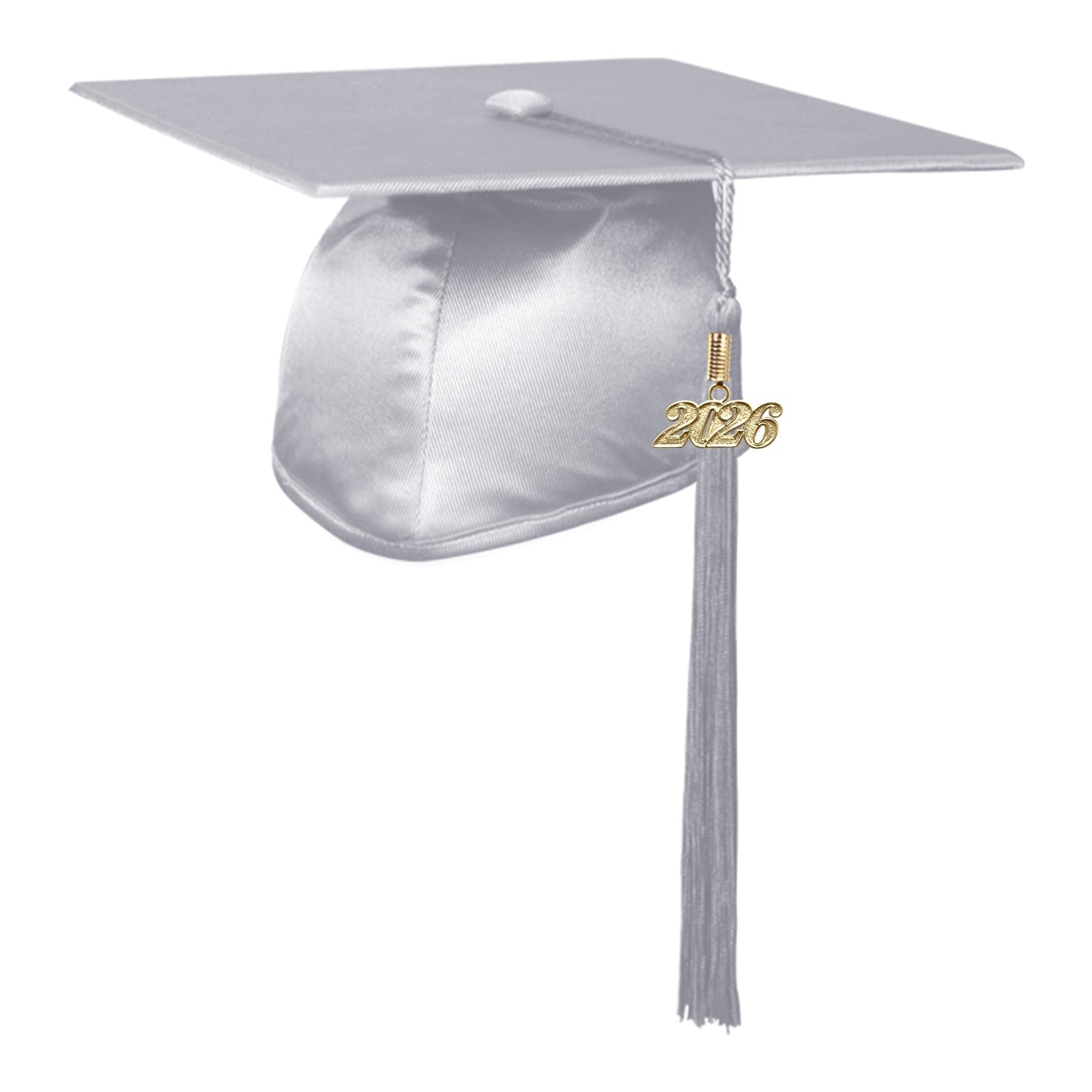 Shiny Silver Graduation Cap & Tassel by Wholesale Grad Supply