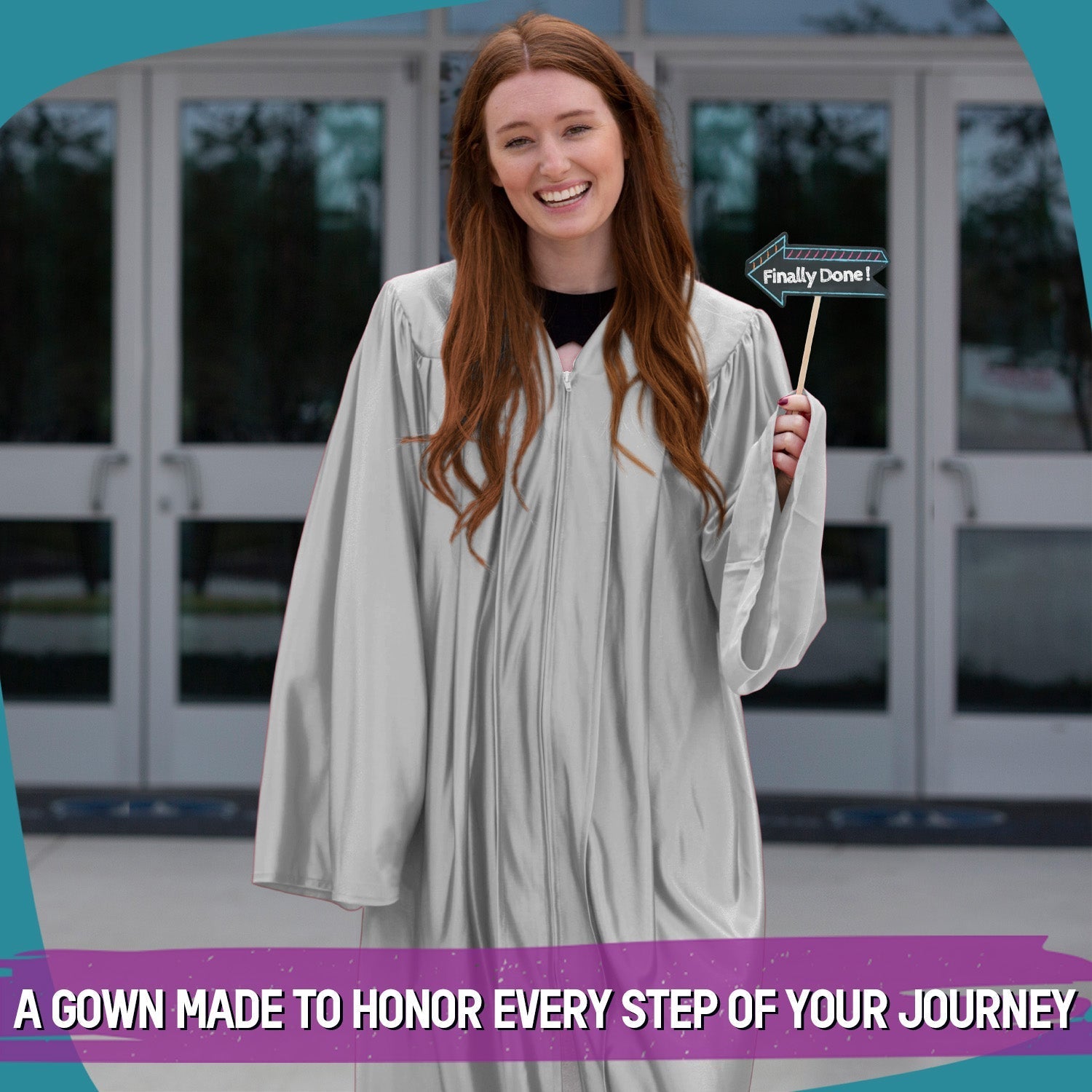 Shiny Silver Graduation Gown by Wholesale Grad Supply