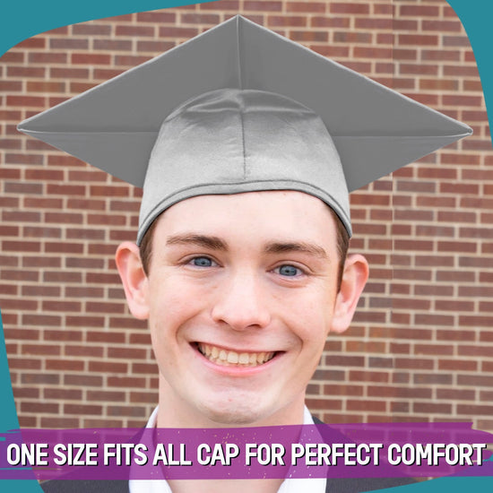Shiny Silver Graduation Gown & Cap by Wholesale Grad Supply
