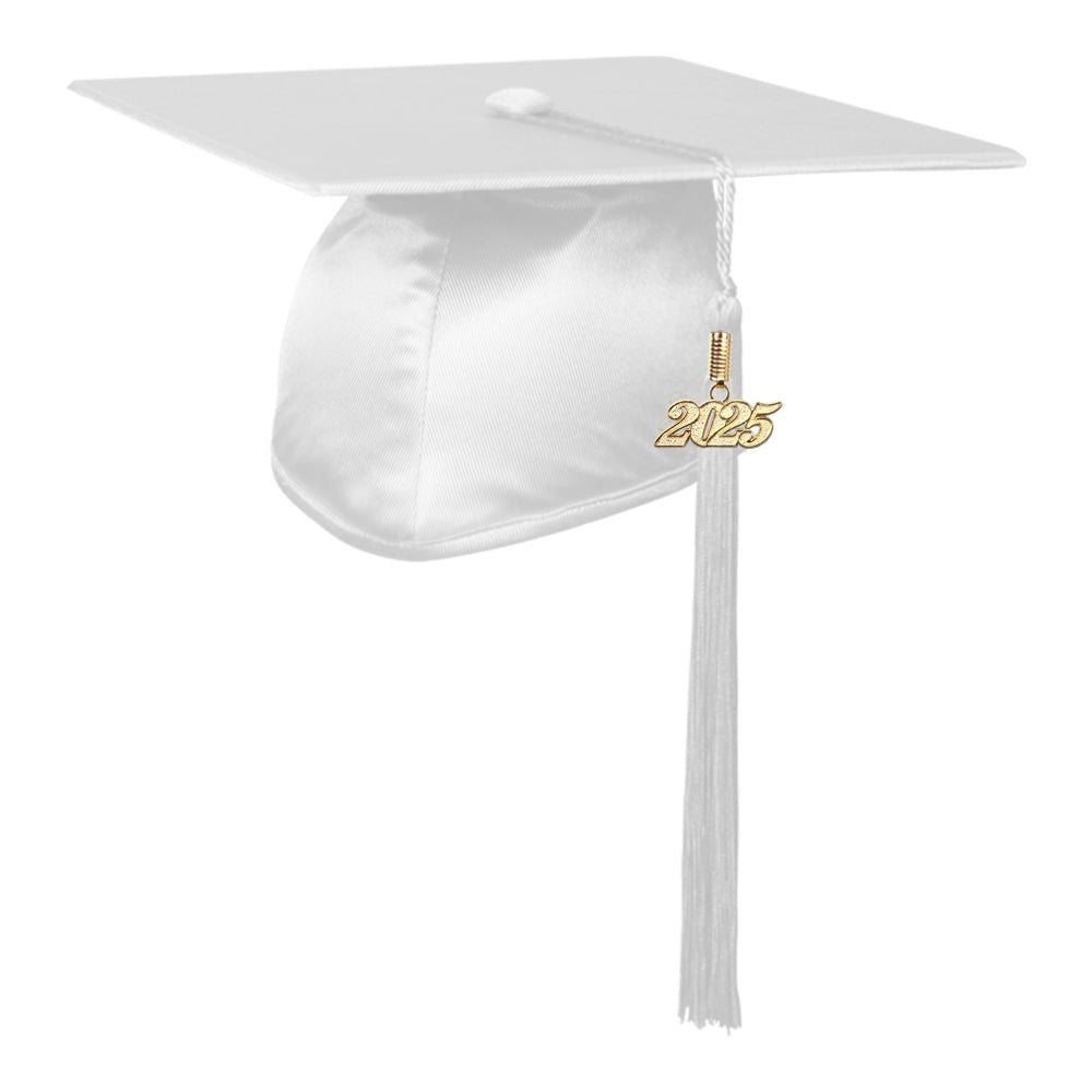 Shiny White Graduation Cap & Tassel by Wholesale Grad Supply