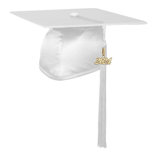 Shiny White Graduation Cap & Tassel by Wholesale Grad Supply