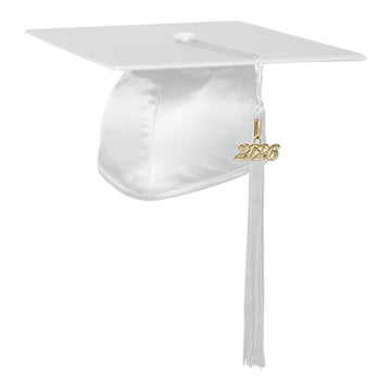 Shiny White Graduation Cap & Tassel by Wholesale Grad Supply
