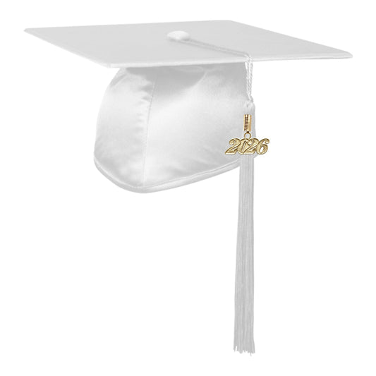 Shiny White Graduation Cap & Tassel by Wholesale Grad Supply