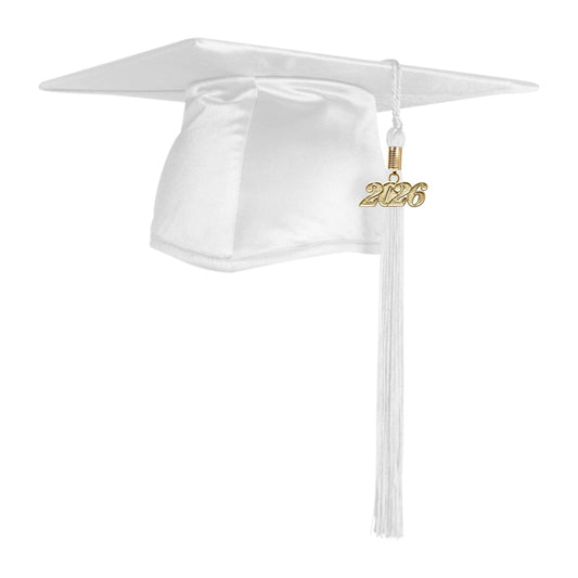 Shiny White Graduation Cap & Tassel by Wholesale Grad Supply
