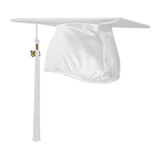 Shiny White Graduation Cap & Tassel by Wholesale Grad Supply