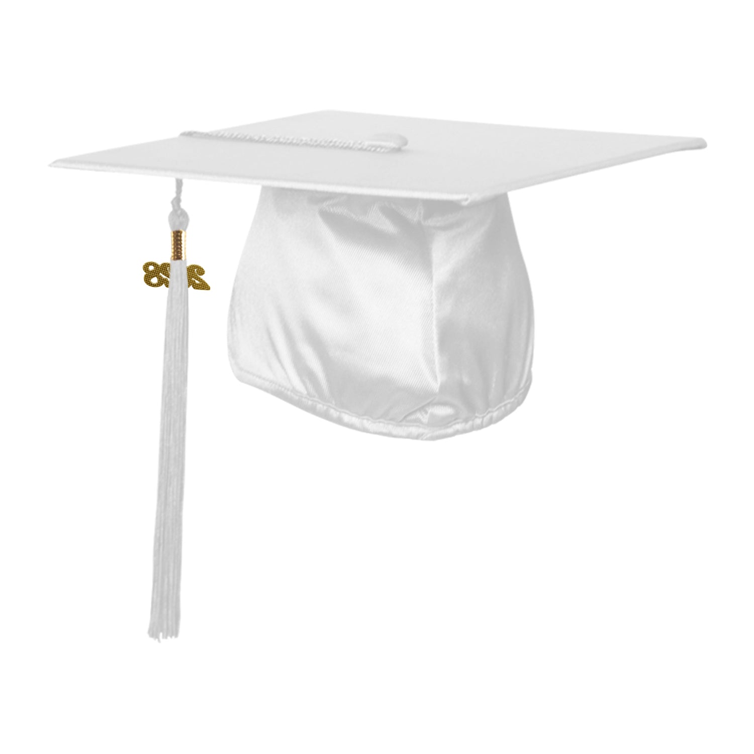 Shiny White Graduation Cap & Tassel by Wholesale Grad Supply