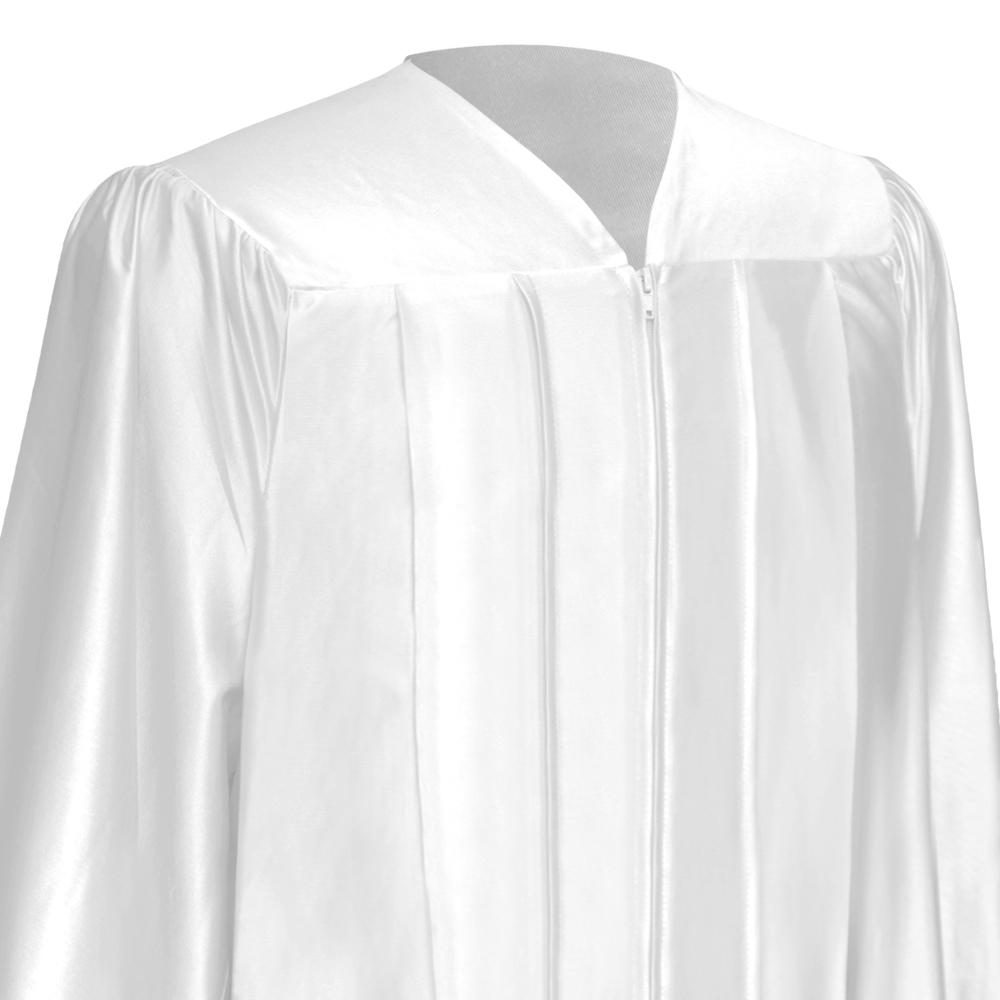 Shiny White Graduation Gown by Wholesale Grad Supply