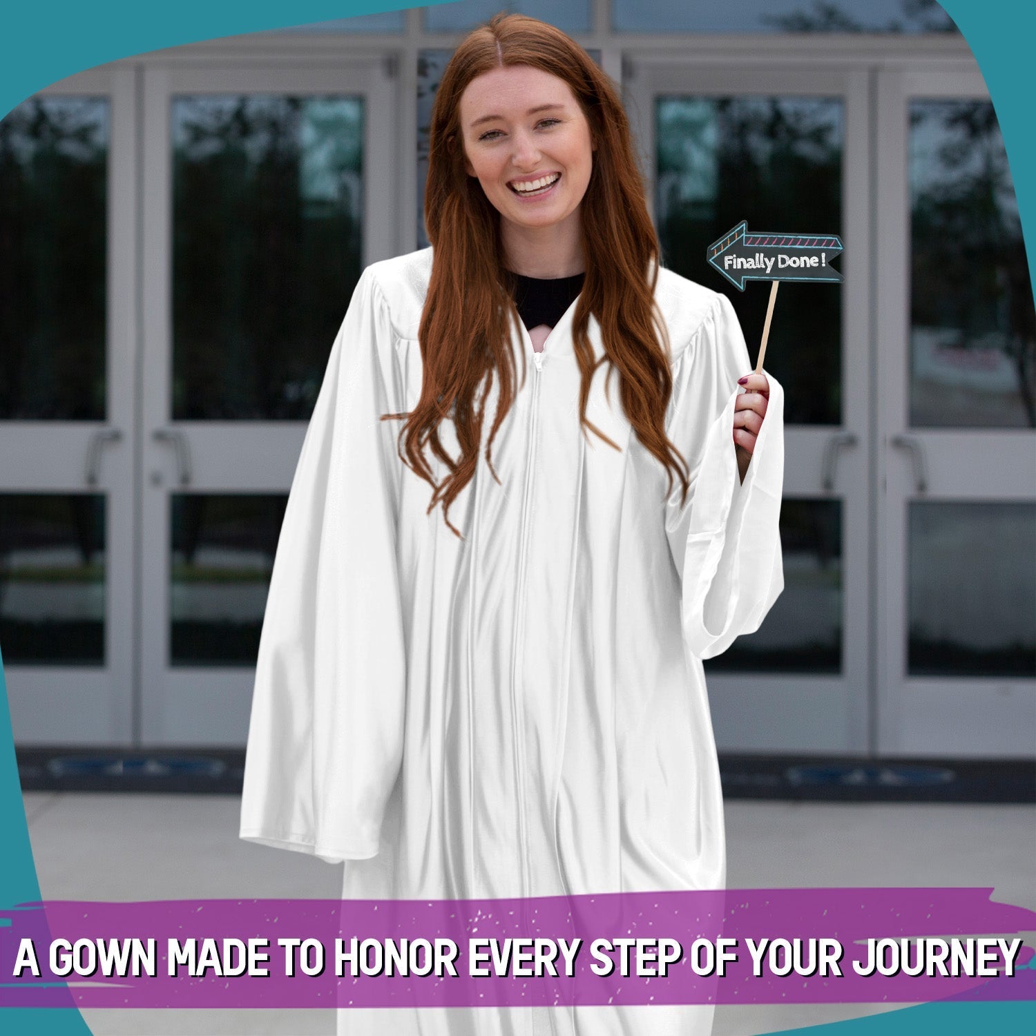 Shiny White Graduation Gown by Wholesale Grad Supply