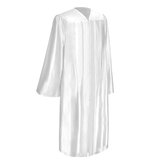 Shiny White Graduation Gown & Cap by Wholesale Grad Supply