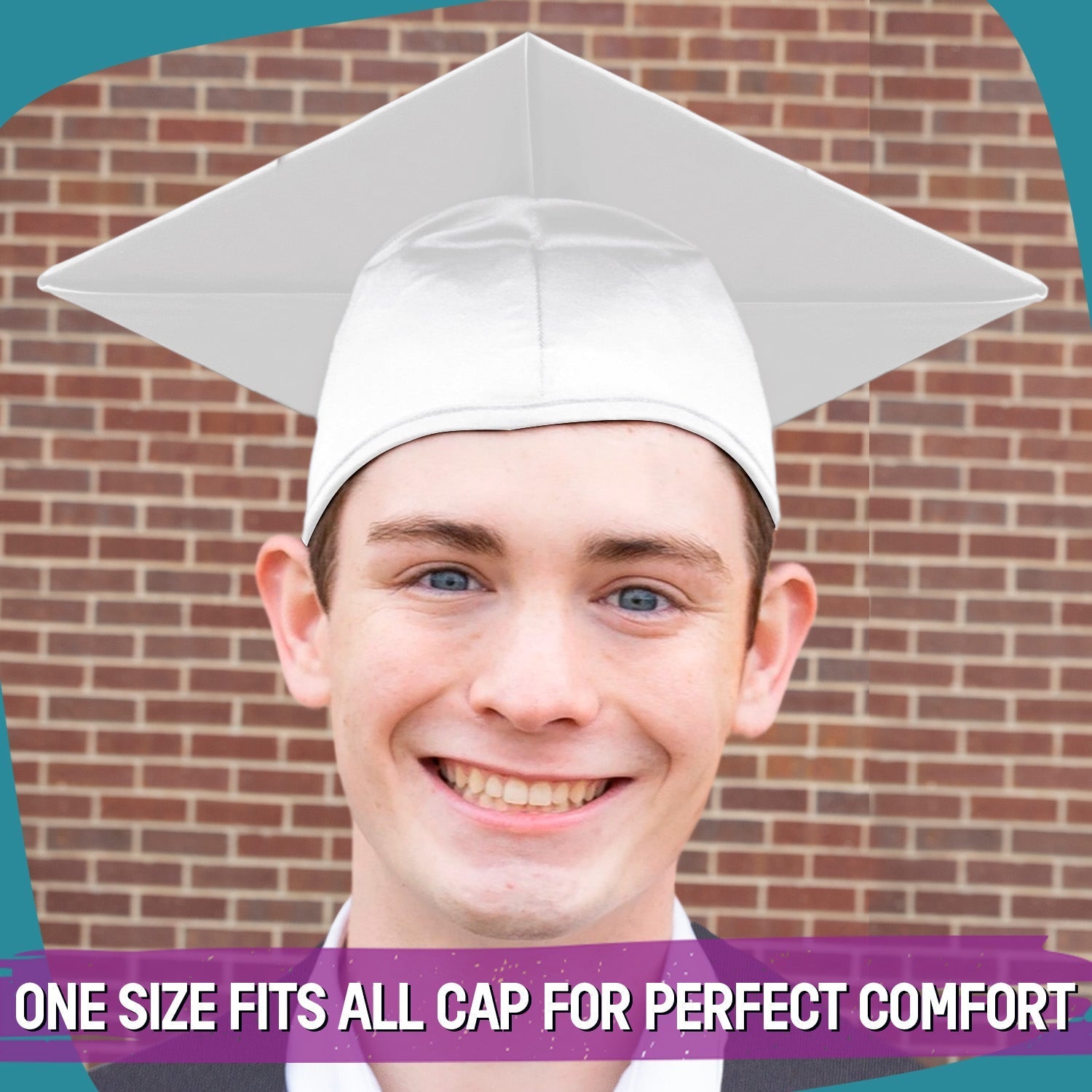 Shiny White Graduation Gown & Cap by Wholesale Grad Supply