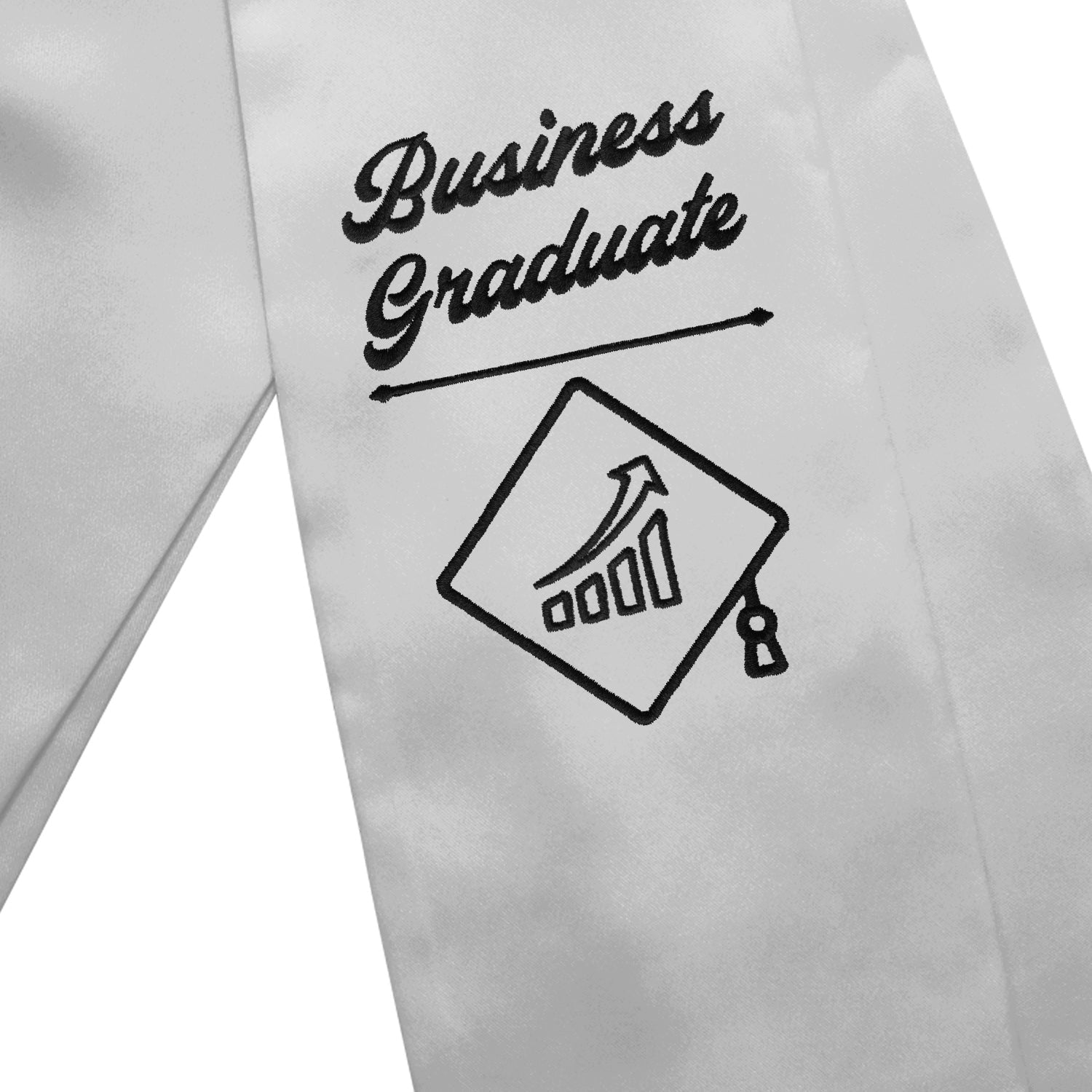 Silver Business Graduate Stole/Sash with Classic Tips by Wholesale Grad Supply