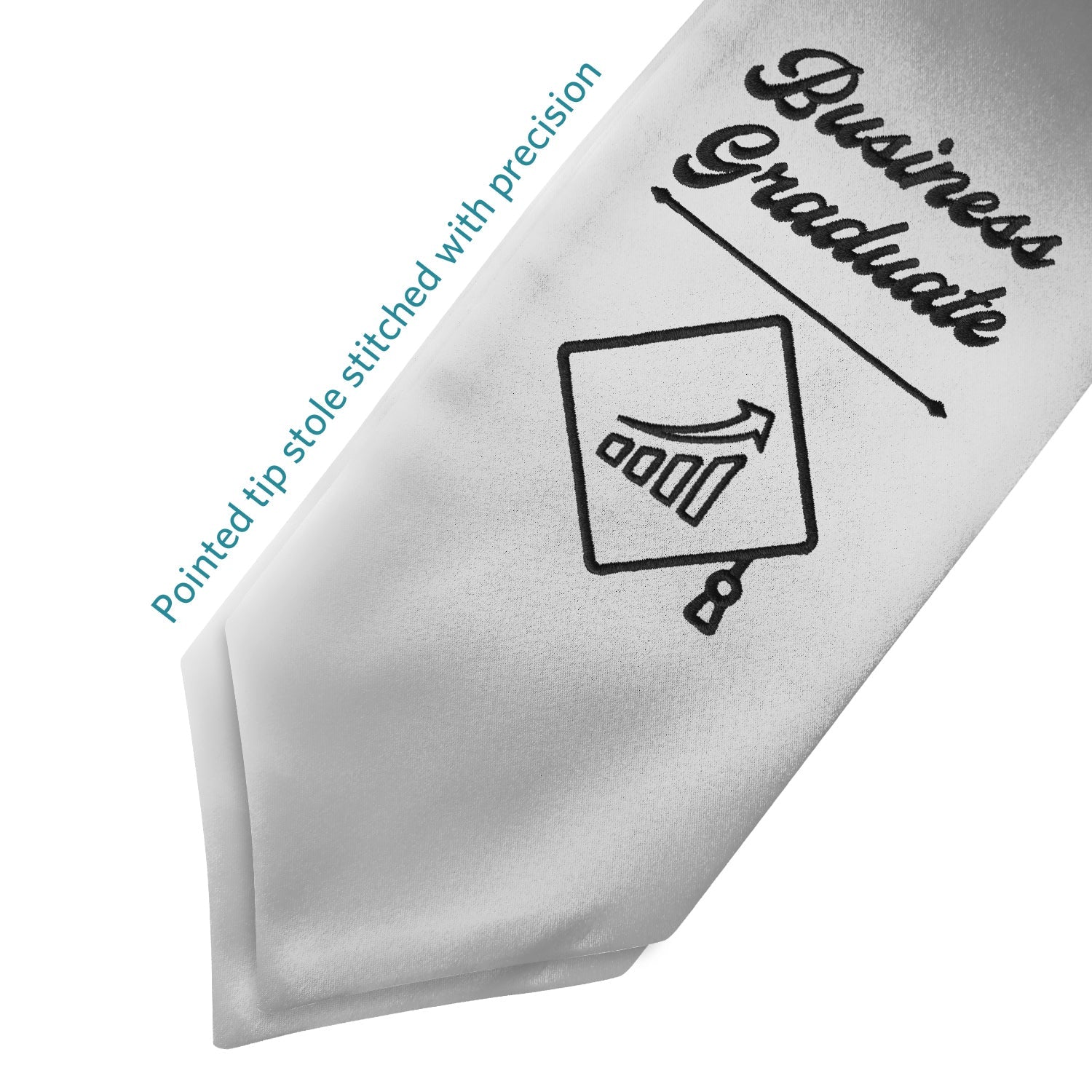 Silver Business Graduate Stole/Sash with Classic Tips by Wholesale Grad Supply