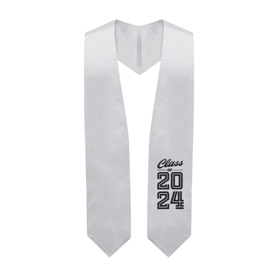 Silver Class of 2024 Graduation Stole/Sash with Classic Tips by Wholesale Grad Supply