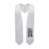 Silver Class of 2024 Graduation Stole/Sash with Classic Tips by Wholesale Grad Supply