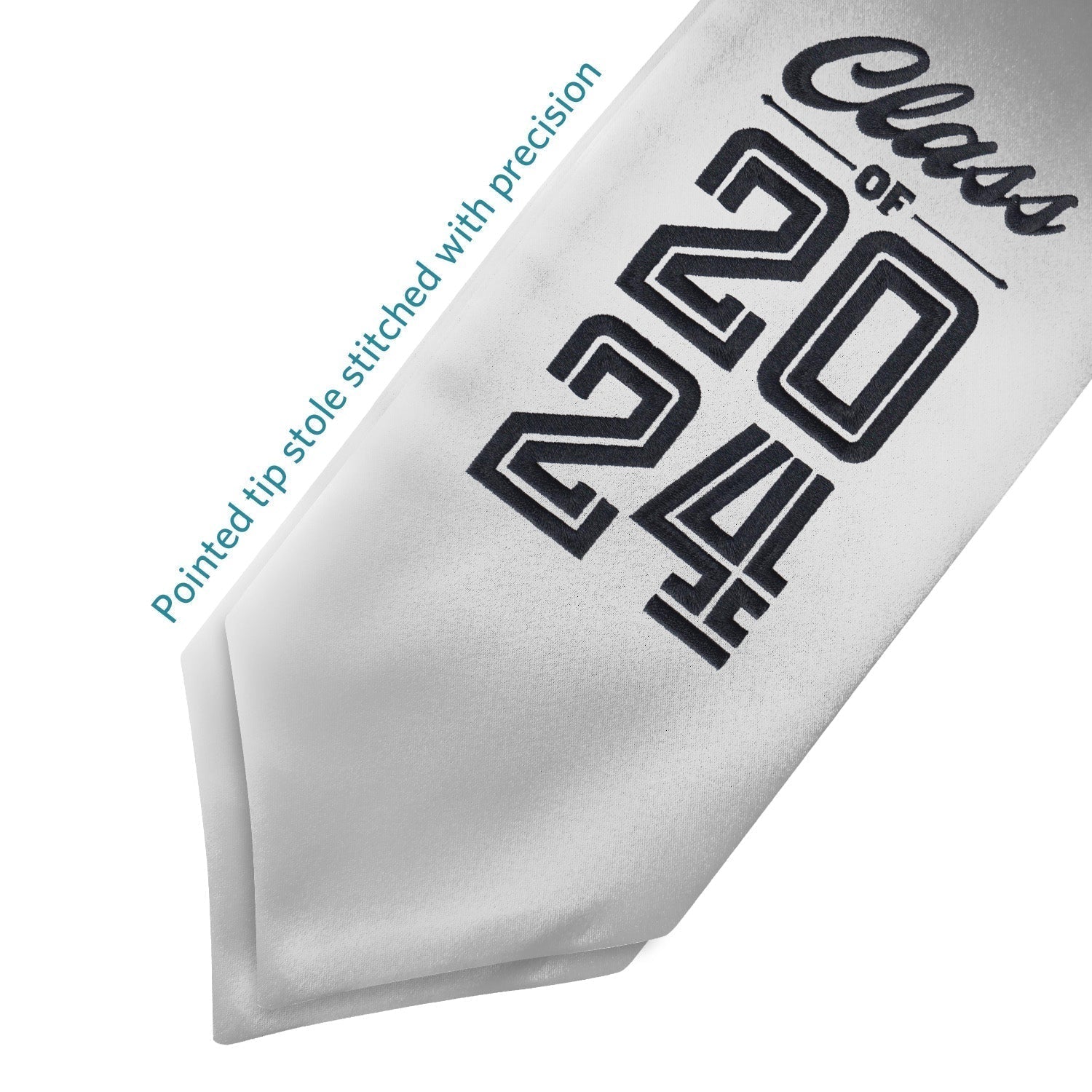 Silver Class of 2024 Graduation Stole/Sash with Classic Tips by Wholesale Grad Supply