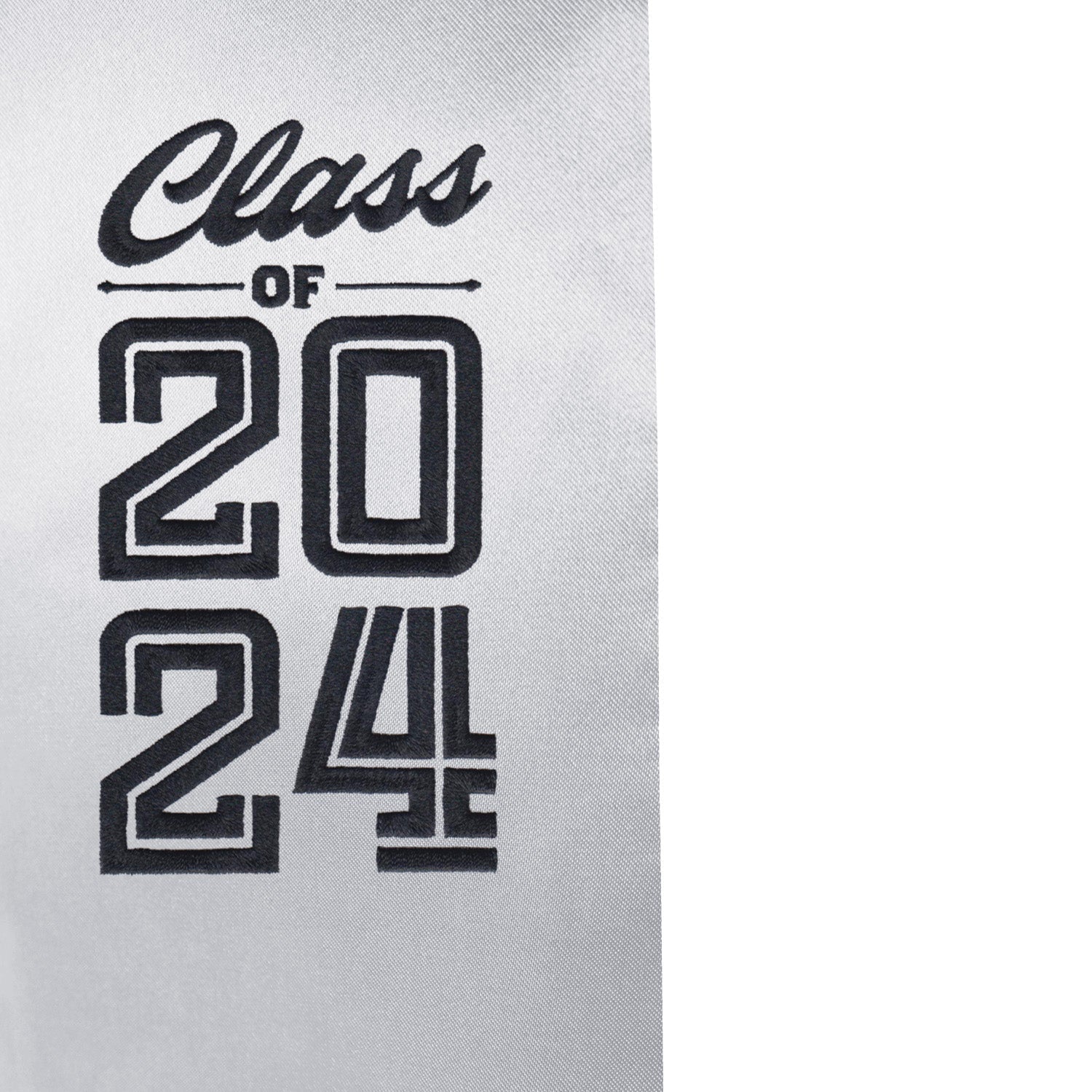 Silver Class of 2024 Graduation Stole/Sash with Classic Tips by Wholesale Grad Supply