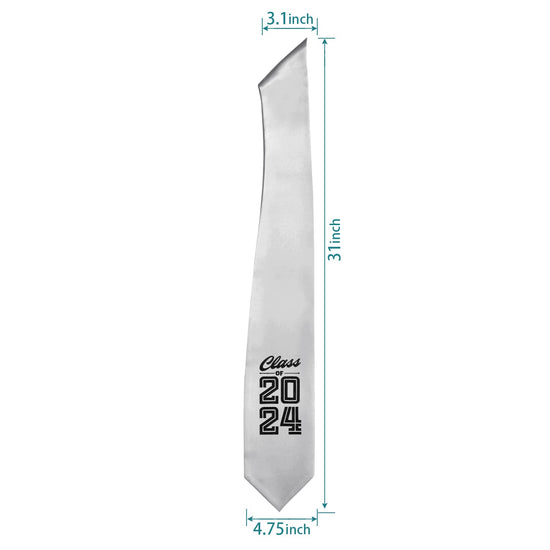 Silver Class of 2024 Graduation Stole/Sash with Classic Tips by Wholesale Grad Supply