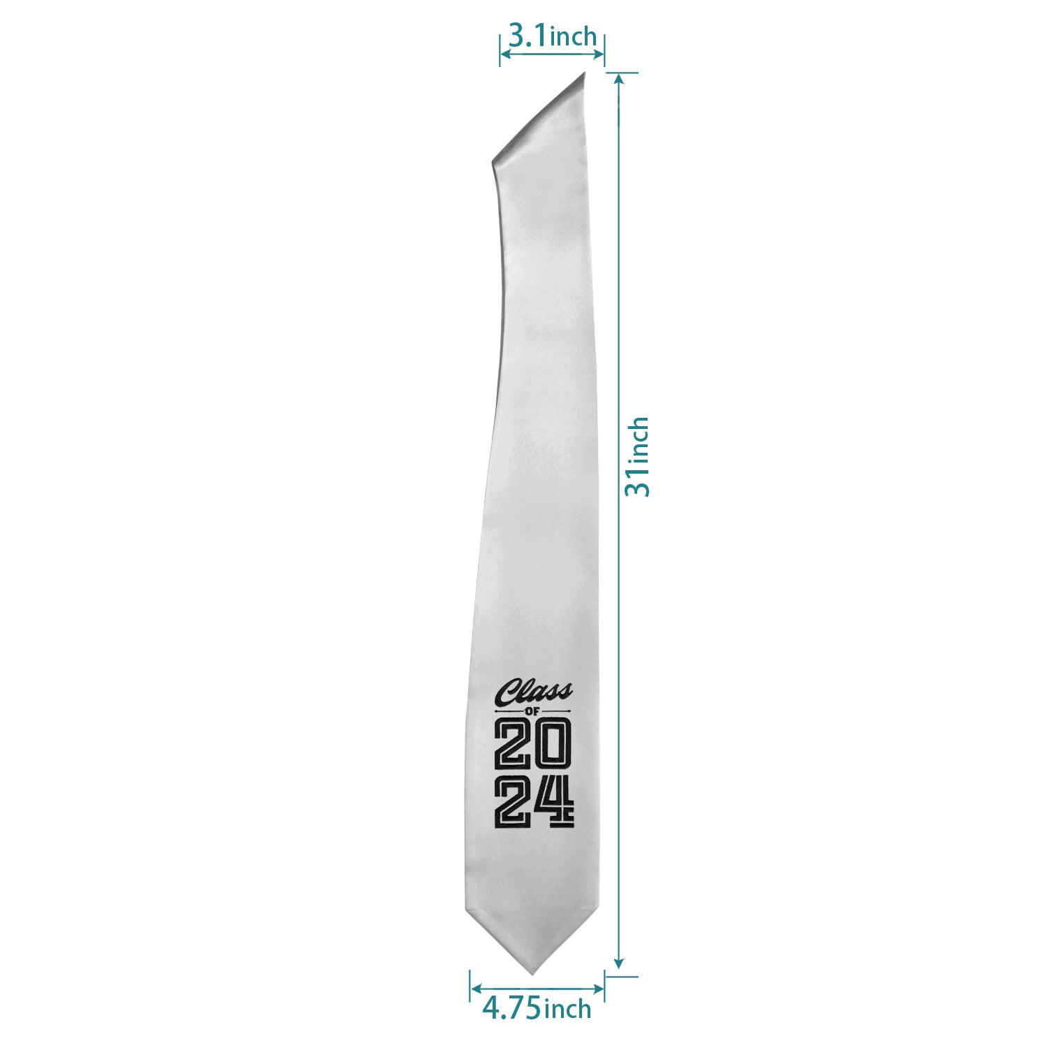 Silver Class of 2024 Graduation Stole/Sash with Classic Tips by Wholesale Grad Supply