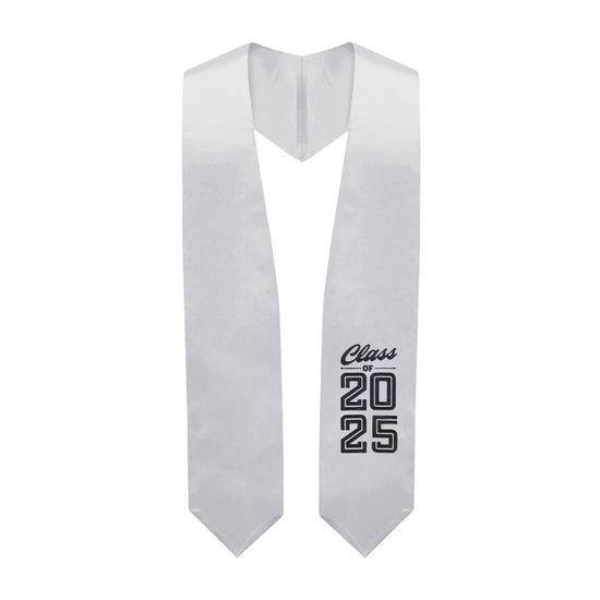 Silver Class of 2025 Graduation Stole/Sash with Classic Tips by Wholesale Grad Supply