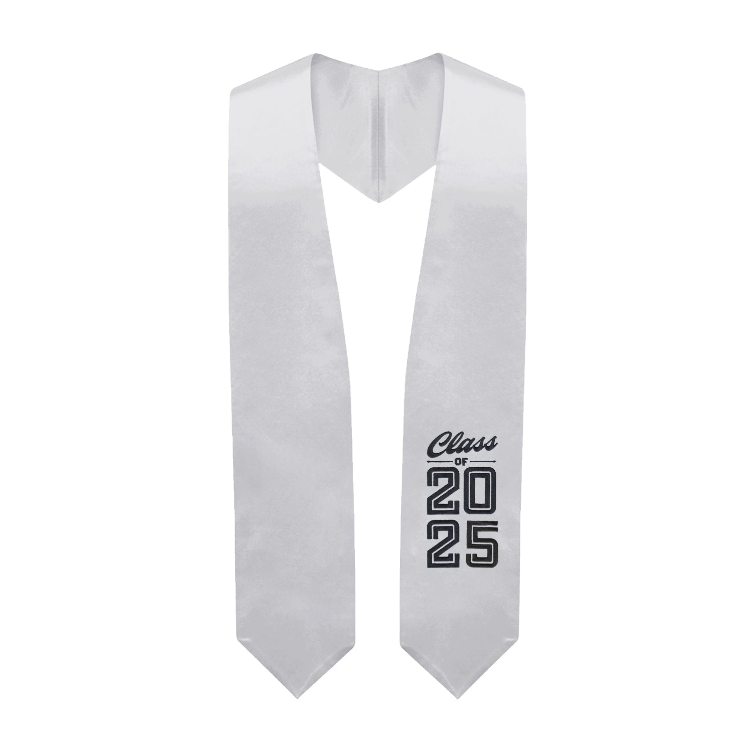 Silver Class of 2025 Graduation Stole/Sash with Classic Tips by Wholesale Grad Supply