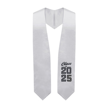 Silver Class of 2025 Graduation Stole/Sash with Classic Tips by Wholesale Grad Supply