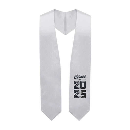 Silver Class of 2025 Graduation Stole/Sash with Classic Tips by Wholesale Grad Supply