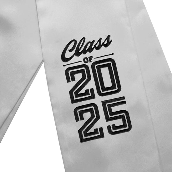 Silver Class of 2025 Graduation Stole/Sash with Classic Tips by Wholesale Grad Supply