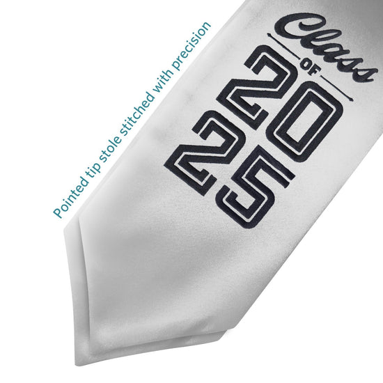 Silver Class of 2025 Graduation Stole/Sash with Classic Tips by Wholesale Grad Supply