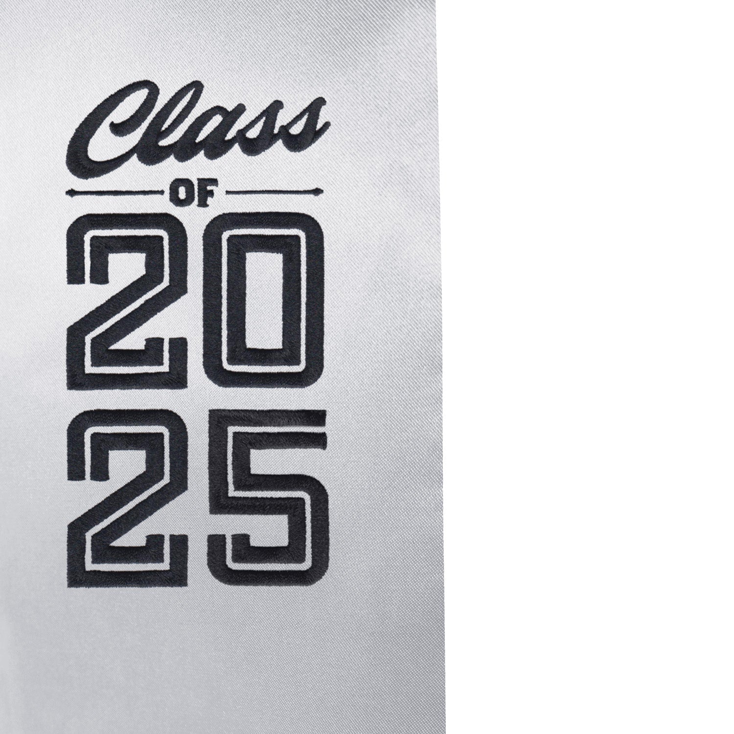 Silver Class of 2025 Graduation Stole/Sash with Classic Tips by Wholesale Grad Supply