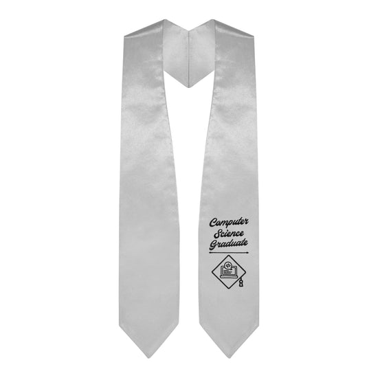 Silver Computer Science Graduate Stole/Sash with Classic Tips by Wholesale Grad Supply