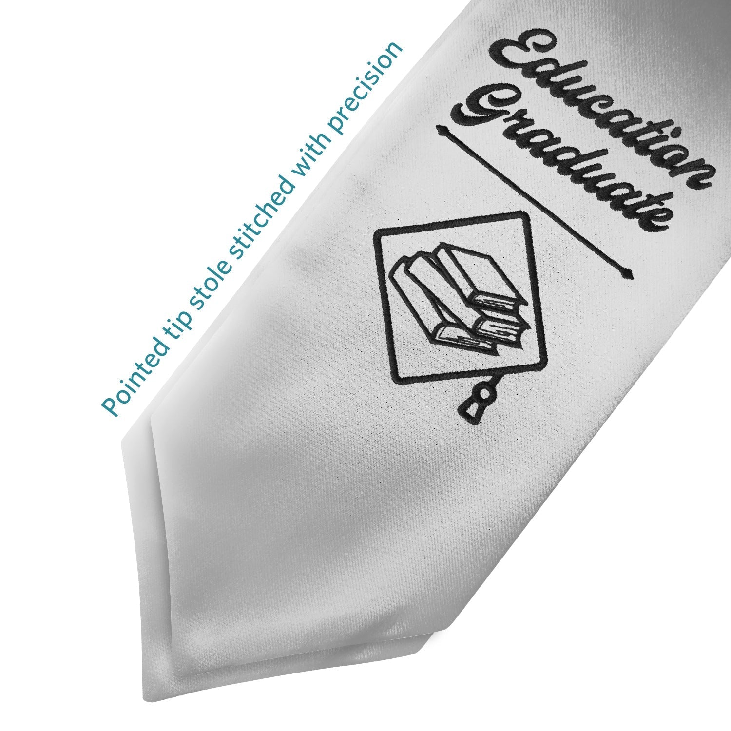 Silver Education Graduate Stole/Sash with Classic Tips by Wholesale Grad Supply