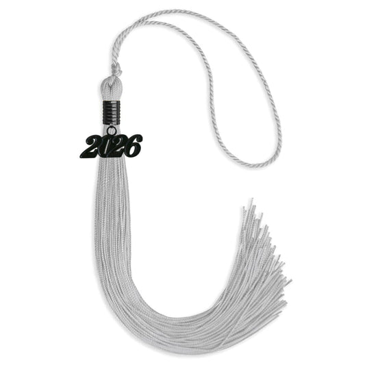 Silver Graduation Tassel with Black Bling Charm by Wholesale Grad Supply