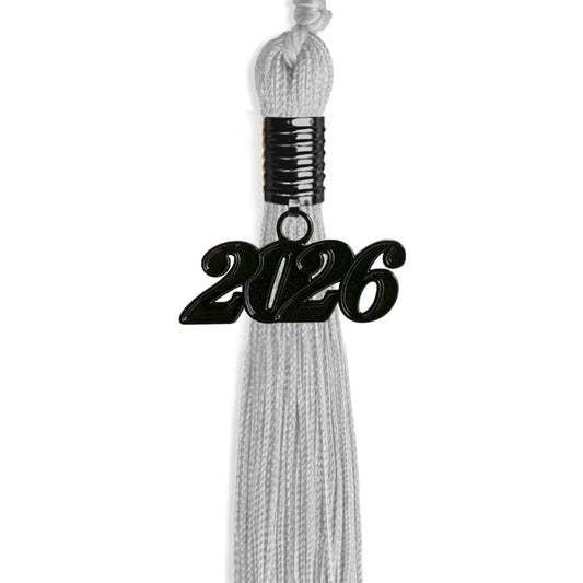 Silver Graduation Tassel with Black Bling Charm by Wholesale Grad Supply