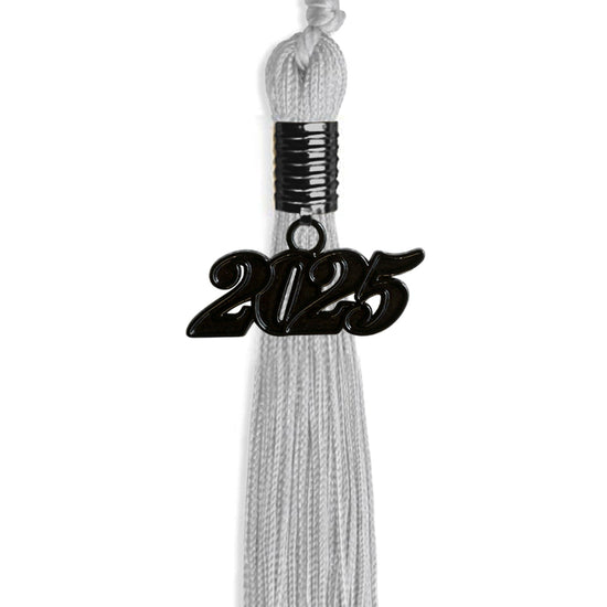 Silver Graduation Tassel with Black Bling Charm by Wholesale Grad Supply