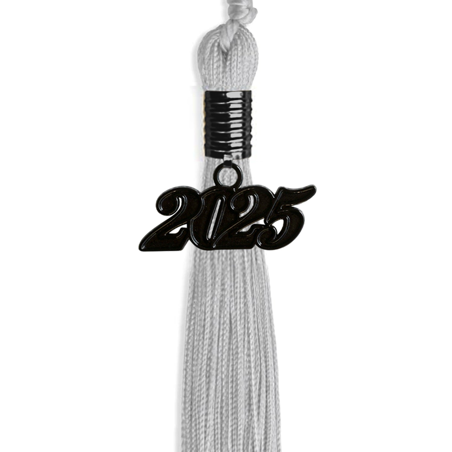 Silver Graduation Tassel with Black Bling Charm by Wholesale Grad Supply