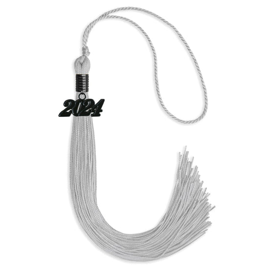 Silver Graduation Tassel with Black Bling Charm by Wholesale Grad Supply