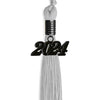Silver Graduation Tassel with Black Bling Charm by Wholesale Grad Supply