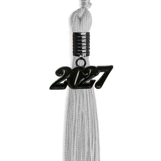 Silver Graduation Tassel with Black Bling Charm by Wholesale Grad Supply