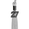 Silver Graduation Tassel with Black Bling Charm by Wholesale Grad Supply