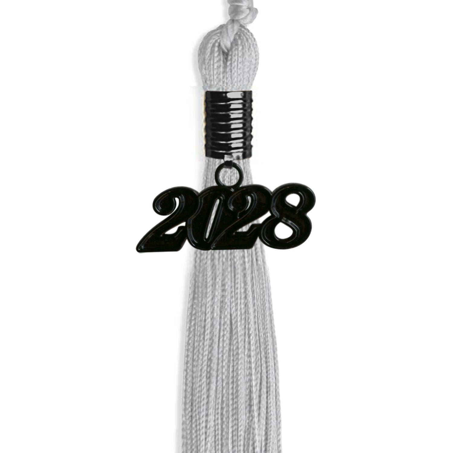 Silver Graduation Tassel with Black Bling Charm by Wholesale Grad Supply