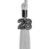 Silver Graduation Tassel with Black Bling Charm by Wholesale Grad Supply